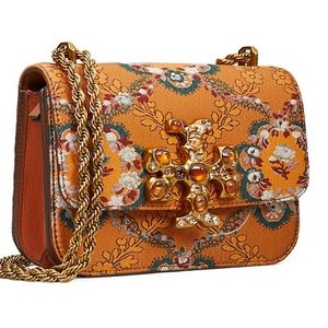 Tory Burch Small Eleanor Brocade Jeweled Logo Crossbody Bag- Sunset Bonf…